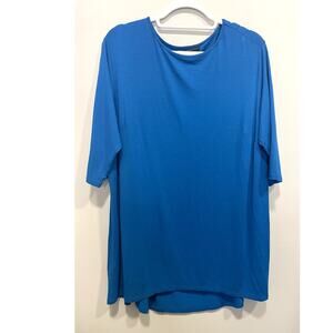 J Jill Wearever Collection Short Sleeve Blue Draped Top Women's Sz 1X